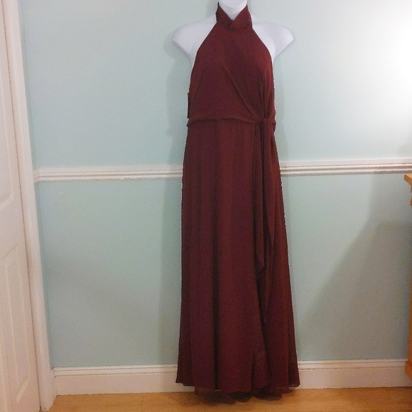 Jenny Yoo Elliyah Maroon Burgundy Halter Dress - Picture 6 of 14